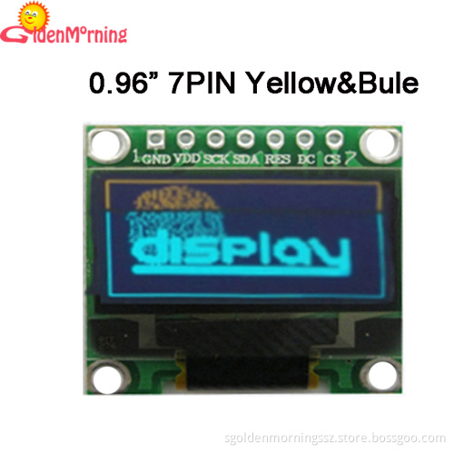 0.96'' OLED display module with PCB, 128 x 64 px resolution, blue characters in black background